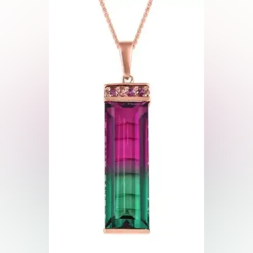 Watermelon Quartz Orissa Rhodolite Garnet Pendant Necklace 20 89$